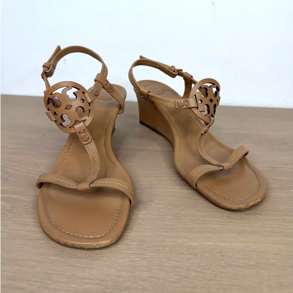 Tory Burch Miller Wedge Sandal Tan/Beige 7.5